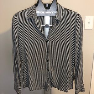 Black And White Striped Button Down Dress Shirt